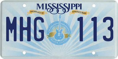 MS license plate MHG113