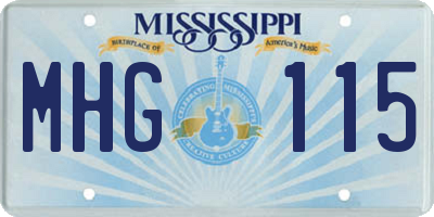 MS license plate MHG115
