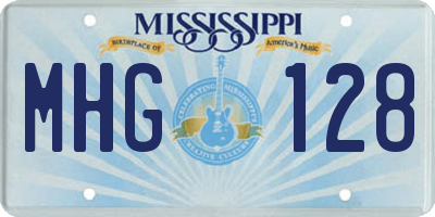 MS license plate MHG128