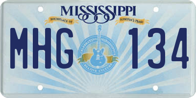 MS license plate MHG134