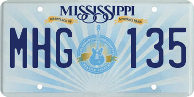 MS license plate MHG135