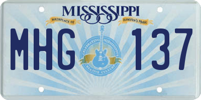 MS license plate MHG137