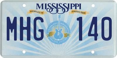 MS license plate MHG140