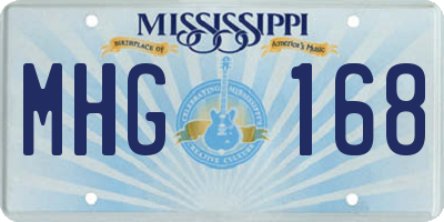 MS license plate MHG168