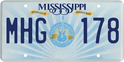 MS license plate MHG178