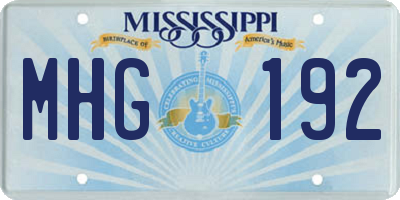 MS license plate MHG192