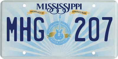 MS license plate MHG207