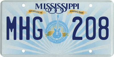 MS license plate MHG208