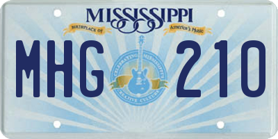 MS license plate MHG210