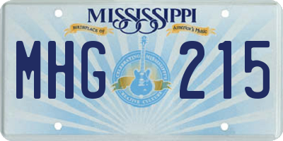 MS license plate MHG215