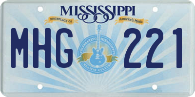 MS license plate MHG221