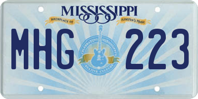 MS license plate MHG223