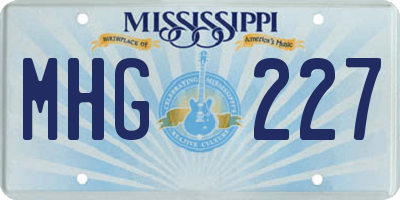 MS license plate MHG227