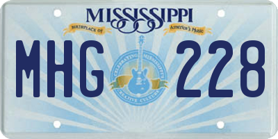 MS license plate MHG228