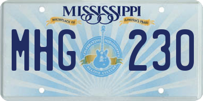 MS license plate MHG230