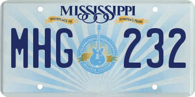 MS license plate MHG232