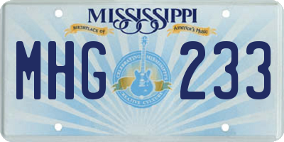 MS license plate MHG233