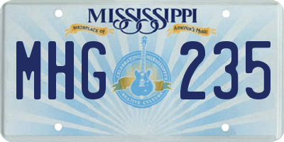 MS license plate MHG235