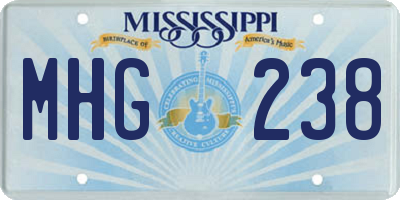 MS license plate MHG238
