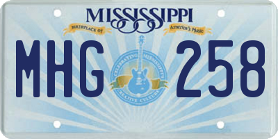 MS license plate MHG258