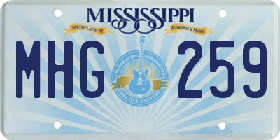MS license plate MHG259