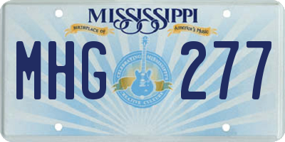 MS license plate MHG277