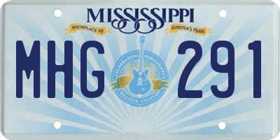 MS license plate MHG291