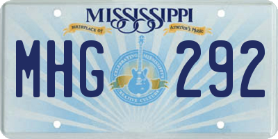 MS license plate MHG292