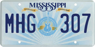 MS license plate MHG307