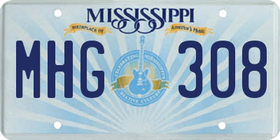 MS license plate MHG308