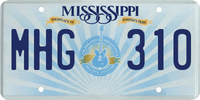 MS license plate MHG310