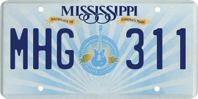 MS license plate MHG311