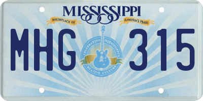 MS license plate MHG315
