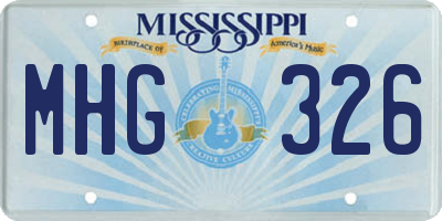MS license plate MHG326