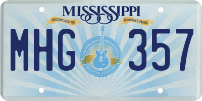 MS license plate MHG357