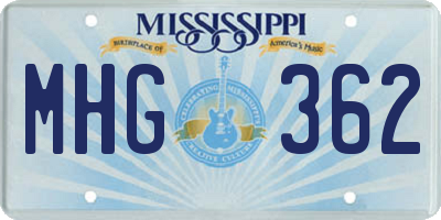 MS license plate MHG362