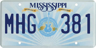 MS license plate MHG381
