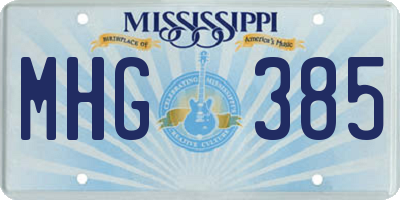 MS license plate MHG385