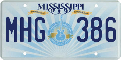 MS license plate MHG386