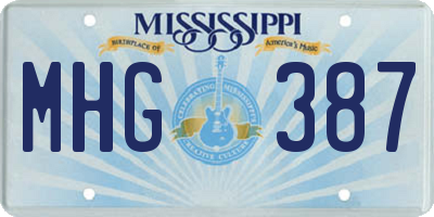 MS license plate MHG387
