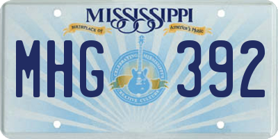 MS license plate MHG392
