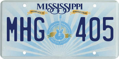 MS license plate MHG405