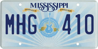 MS license plate MHG410
