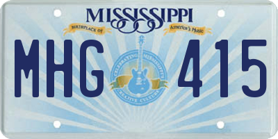 MS license plate MHG415