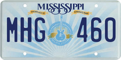 MS license plate MHG460