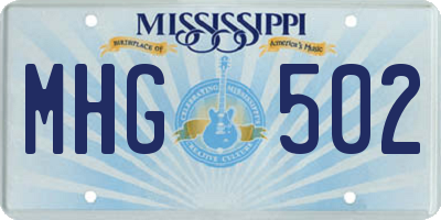MS license plate MHG502