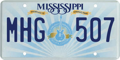 MS license plate MHG507