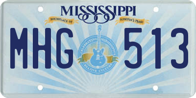MS license plate MHG513