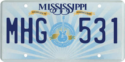 MS license plate MHG531