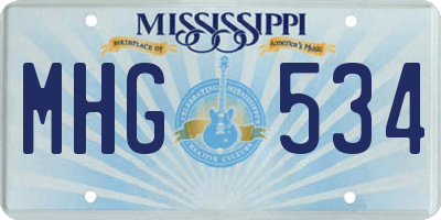 MS license plate MHG534